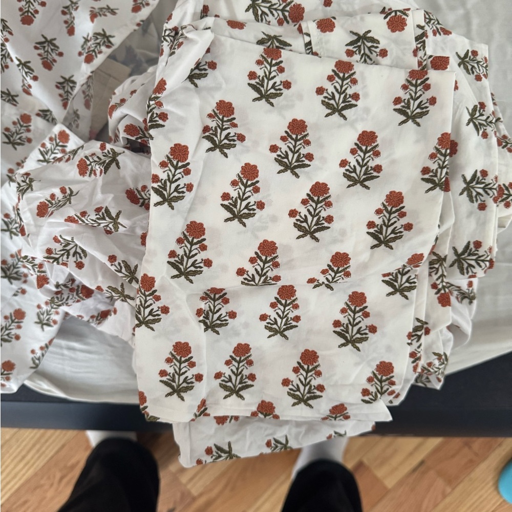Threshold Floral Bedding Sheets - White and Orange